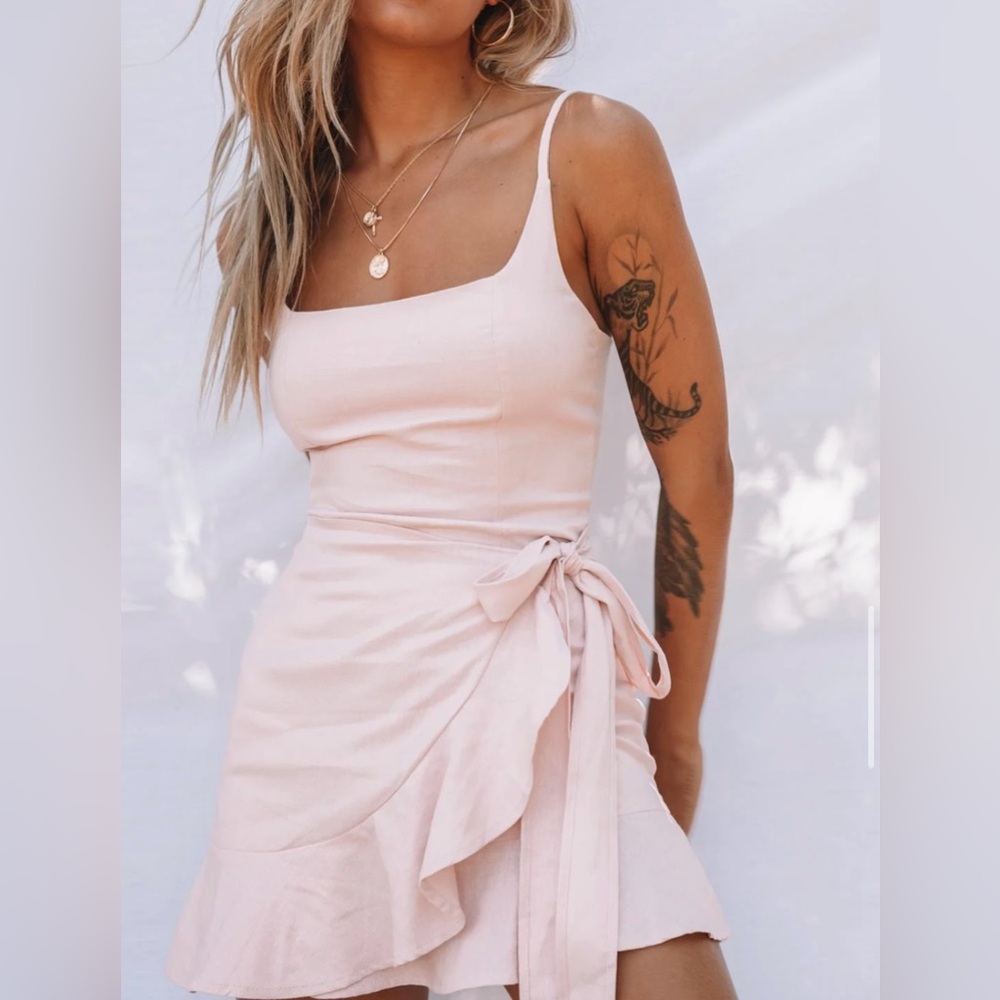 Princess Polly cottage hill mini dress in blush